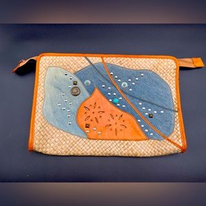 Vintage Valerie Made in Italy Large Oversized Envelope Clutch Handbag W/ Zipper